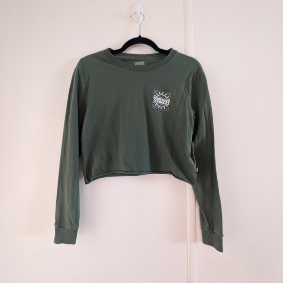 Vans Olive Green Graphic Crop Top/ Like New - Picture 1 of 7